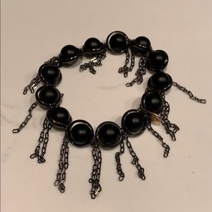 BRETT LAUREN MATTE BLACK BEAD GUNMETAL BRACELET